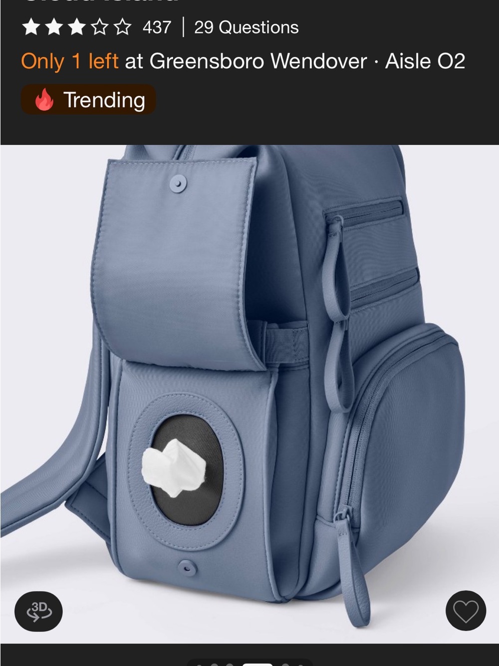 cloud island Blue Baby Diaper Backpack with Wipe Dispenser